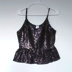 No Boundaries Junior Black Glitter Tank Top size Small